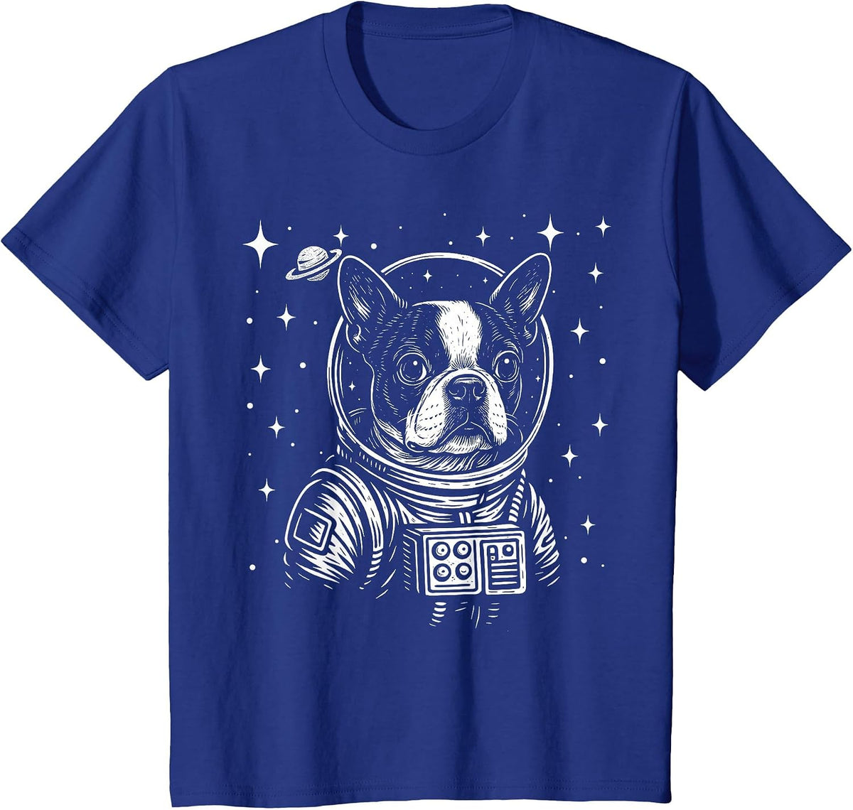 Astronaut Boston Terrier Space Galaxy Dog Lovers T-Shirt - Royal Blue
