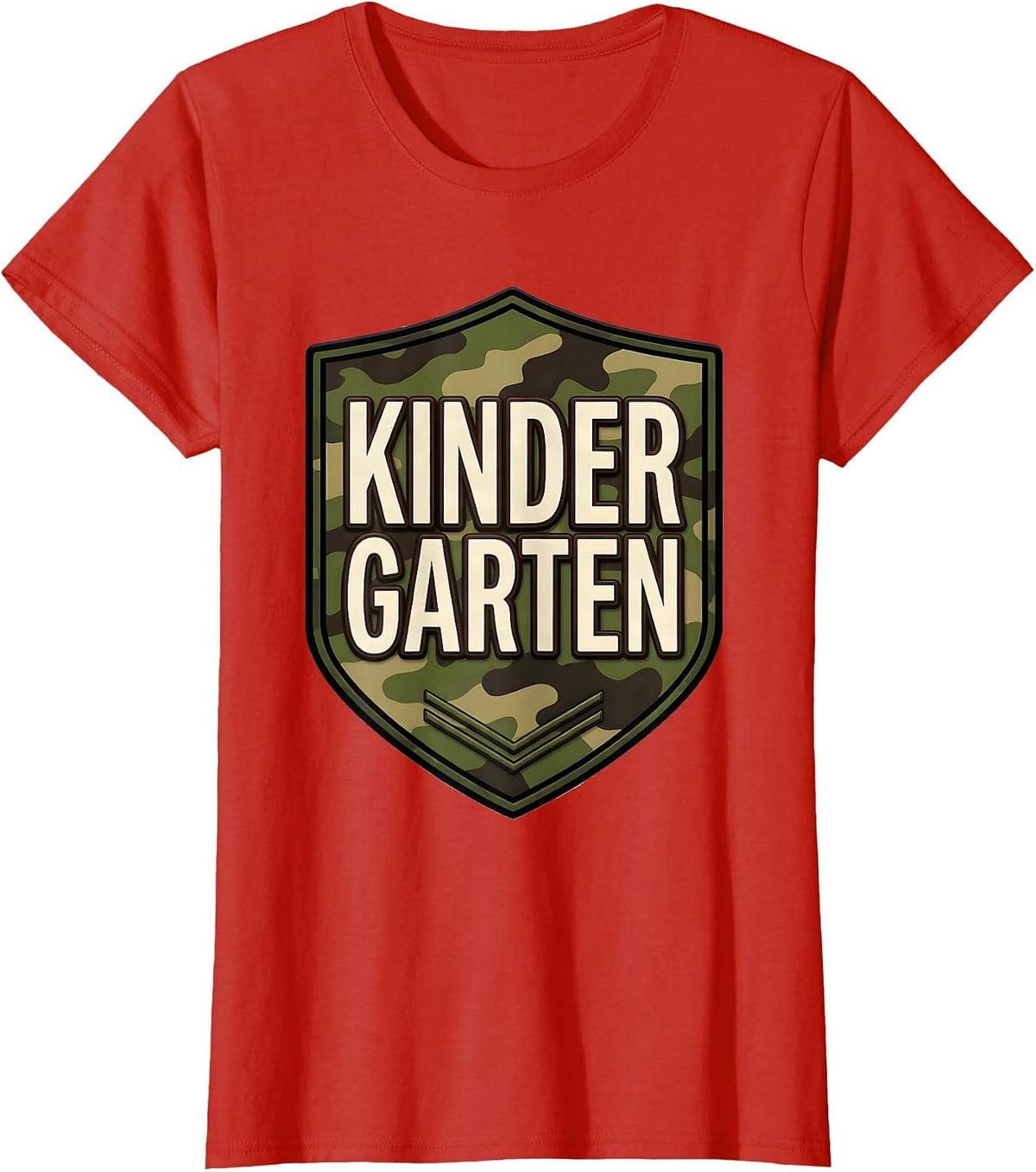 Kindergarten Camo Patch Boys Back To School Teachers T-Shirt - Red