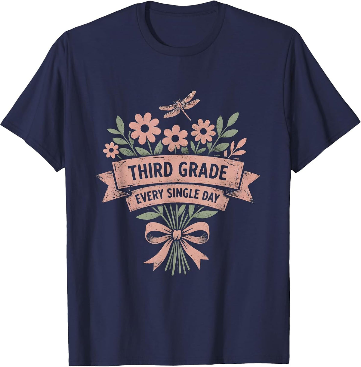 Third Grade Every Single Day Teacher Design T-Shirt - Navy Blue