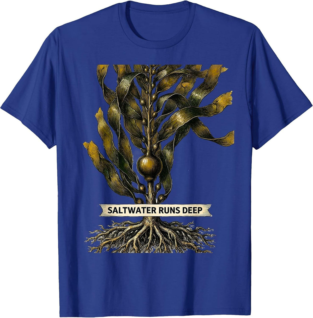 Men's Saltwater Runs Deep Sailor Graphic Design T-Shirt - Royal Blue