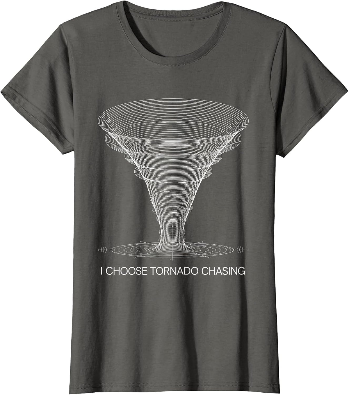 Women's I Choose Tornado Chasing Monochromatic Storm Chaser T-Shirt - Asphalt Grey