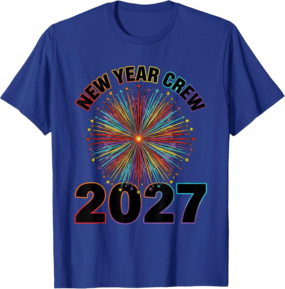 Men's New Year Crew 2027 Colorful Family Party Keepsake T-Shirt - Royal Blue