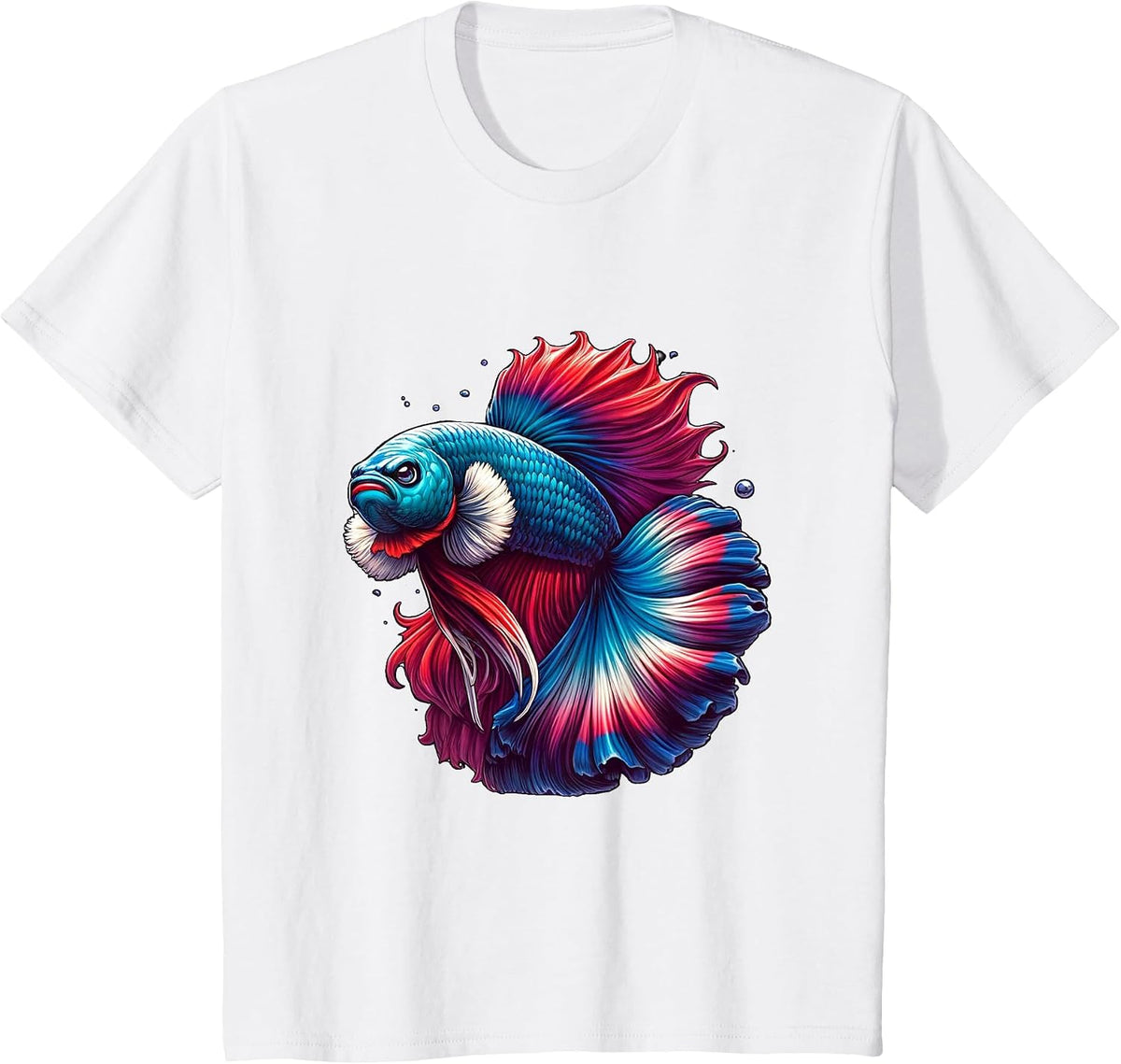 Angry Betta Fish Face Funny Vibrant Exotic Tee T-Shirt - White