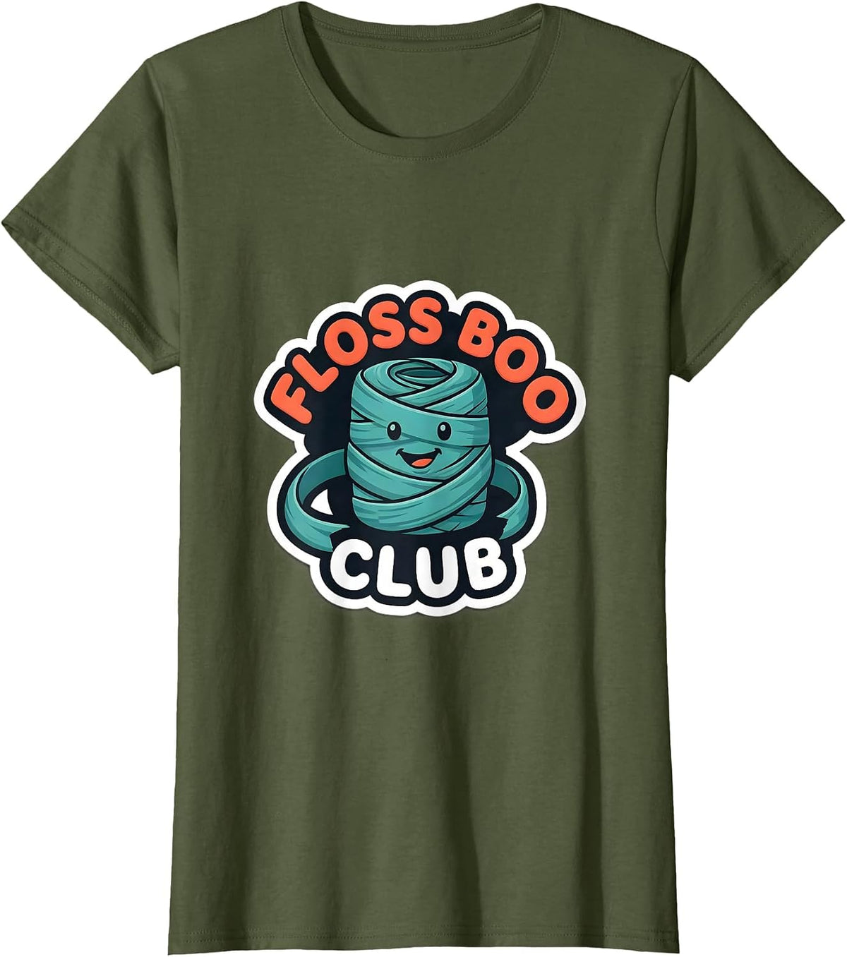 Women's Floss Boo Club Funny Dentist Halloween Dental Costume T-Shirt - Olive Green