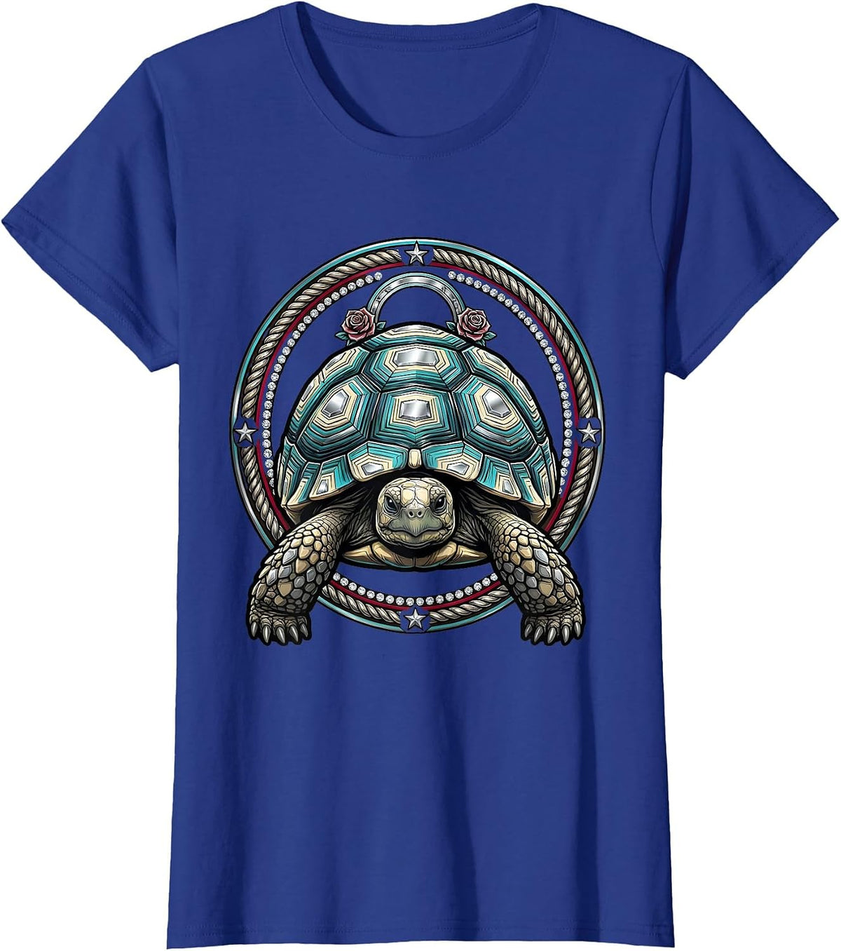 Women's Desert Tortoise Western Wildlife Illustration T-Shirt - Royal Blue