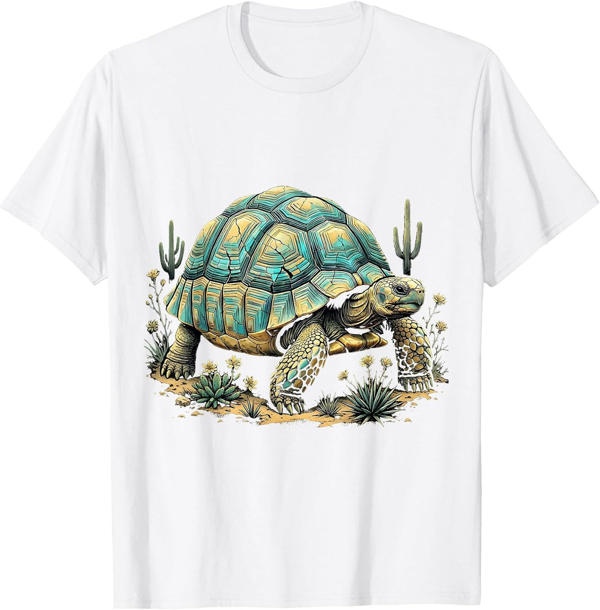 Men's Desert Tortoise Turquoise Shell Western Design T-Shirt - White