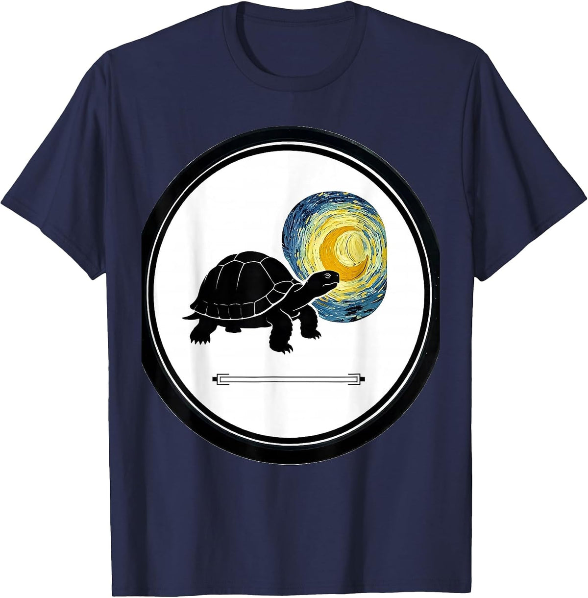 Sealed Badge Tortoise Night Sky Art Pet Lover T-Shirt - Navy Blue