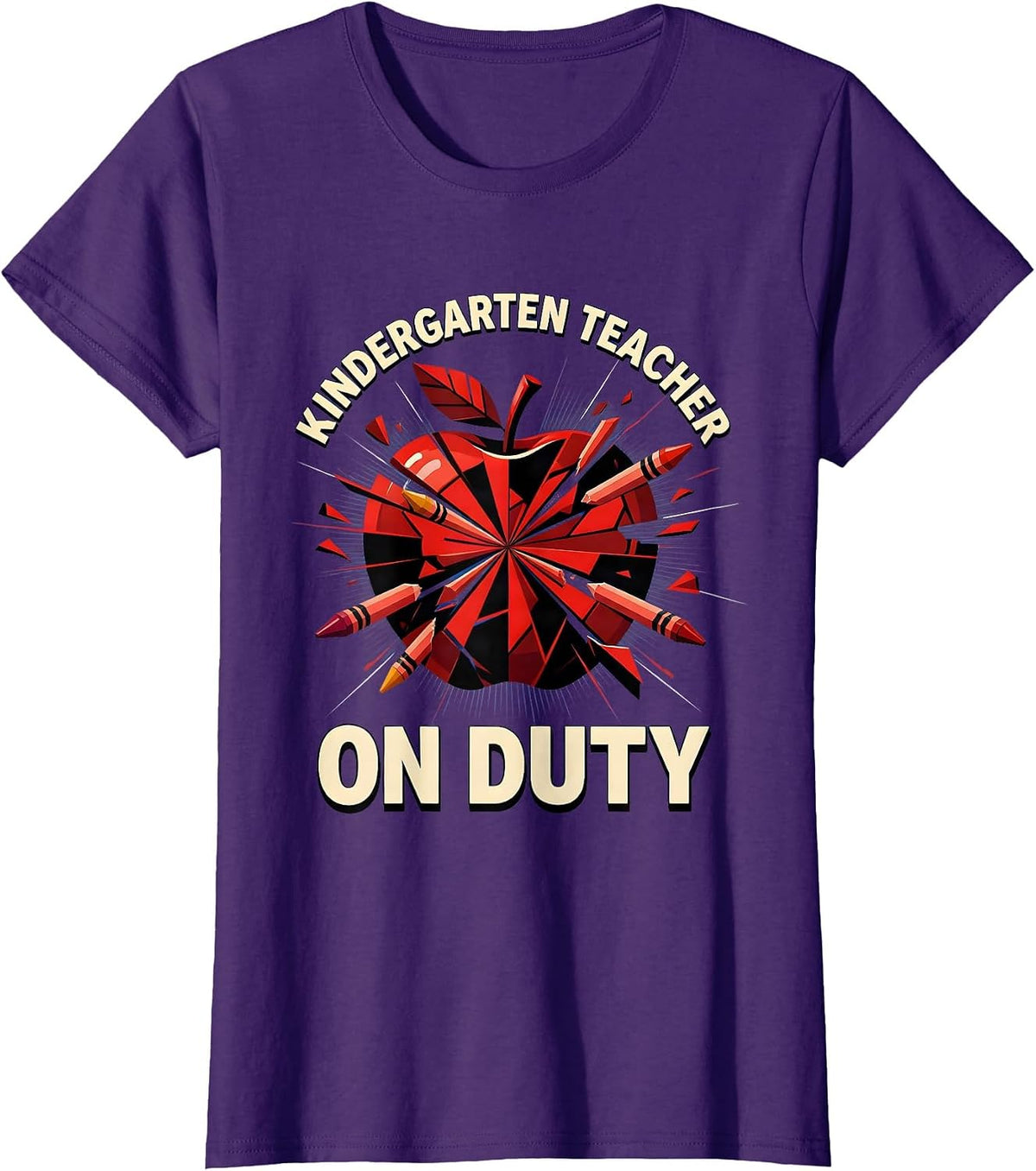 Women's Kindergarten Teacher On Duty Educator Design T-Shirt - Purple
