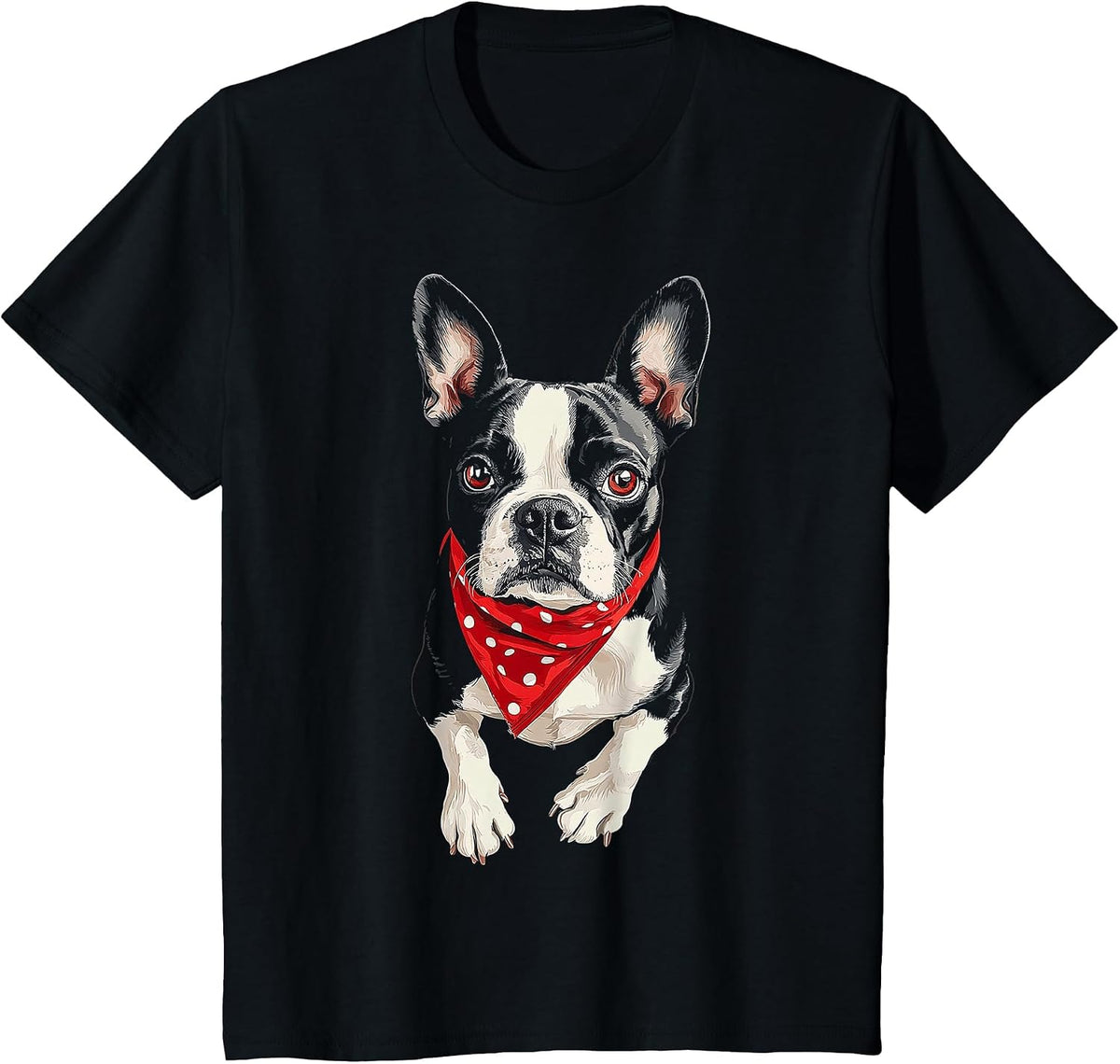 Boston Terrier Dog Motif Pet Illustration Boston Terrier T-Shirt - Black