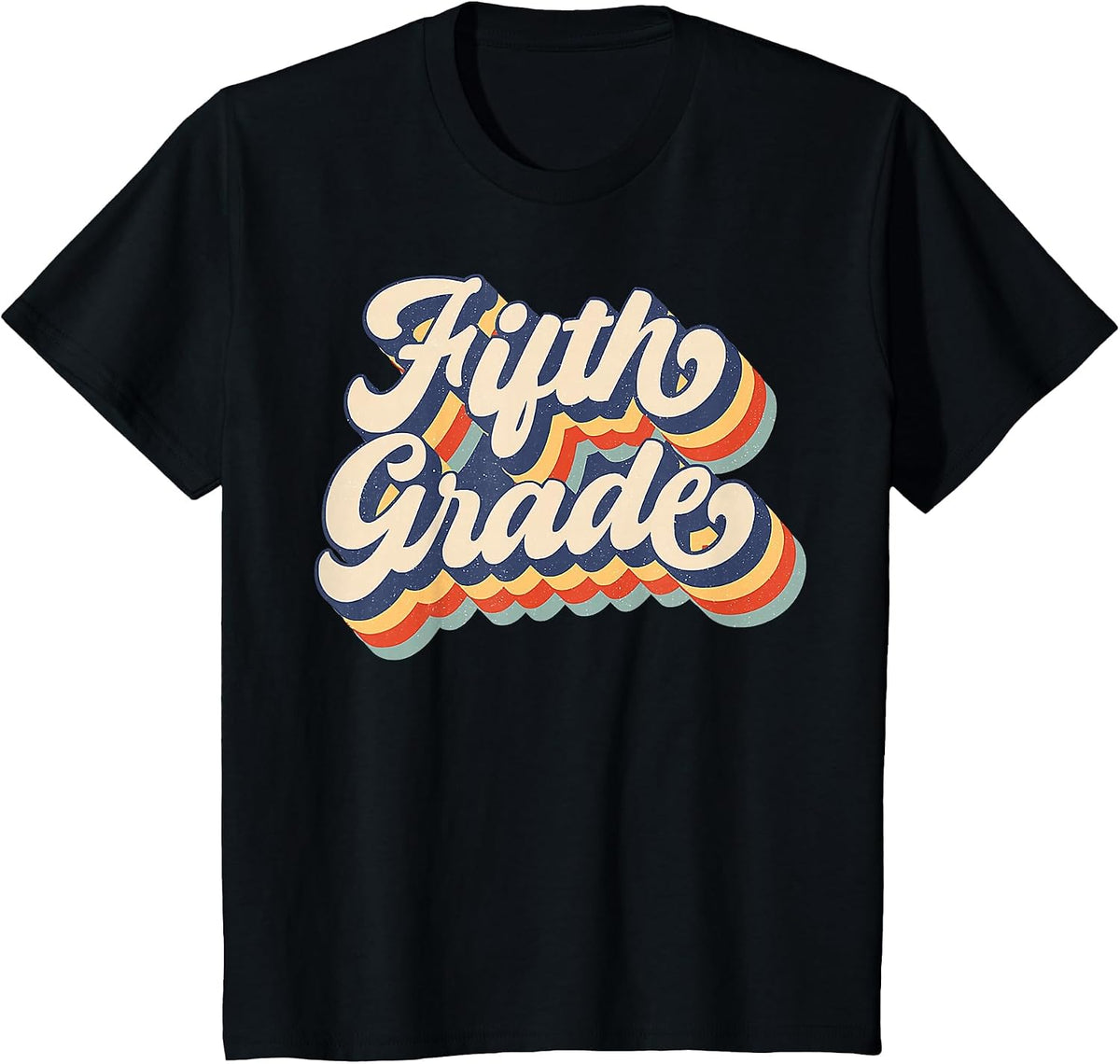 Retro Sunset Fifth Grade Teacher & Student Back to School T-Shirt - Black
