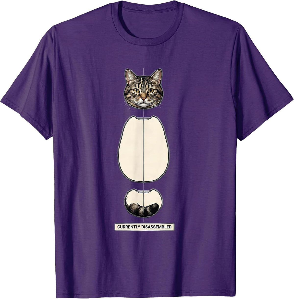Currently Disassembled Exploded View Technical Cat Meme T-Shirt - Purple