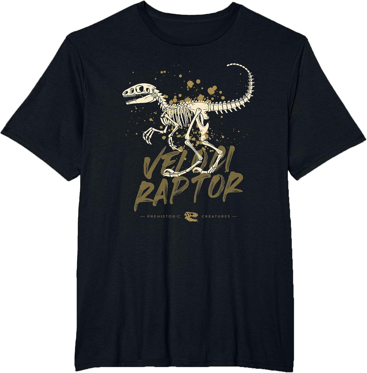 Velociraptor Skeleton Paleontologist Fossil Dino Lovers T-Shirt - Black