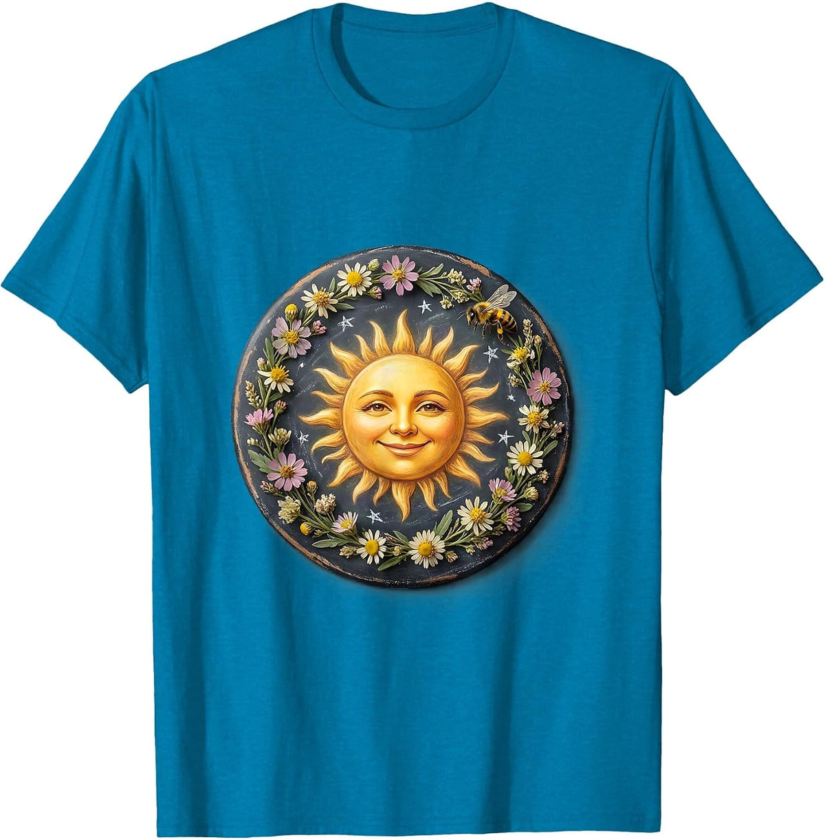 First Grade Teacher Chalkboard Sunshine Design T-Shirt - Sapphire Blue