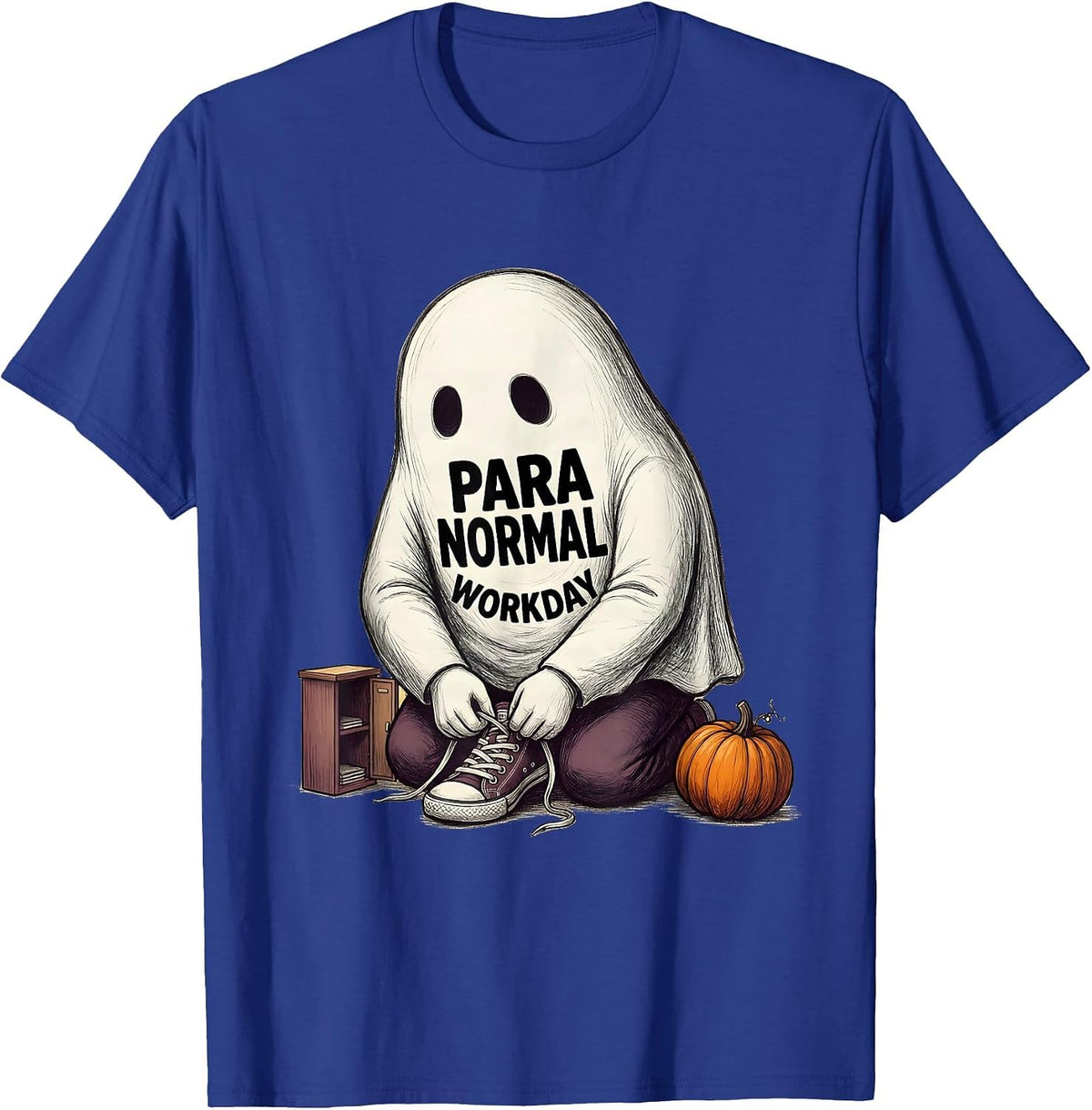 Men's Para Normal Workday Funny Ghost Paraprofessional Halloween T-Shirt - Royal Blue