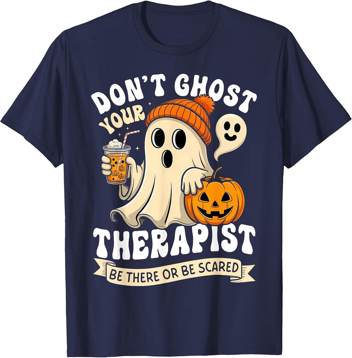 Spooky Self Care Vibes T-Shirt - Navy Blue