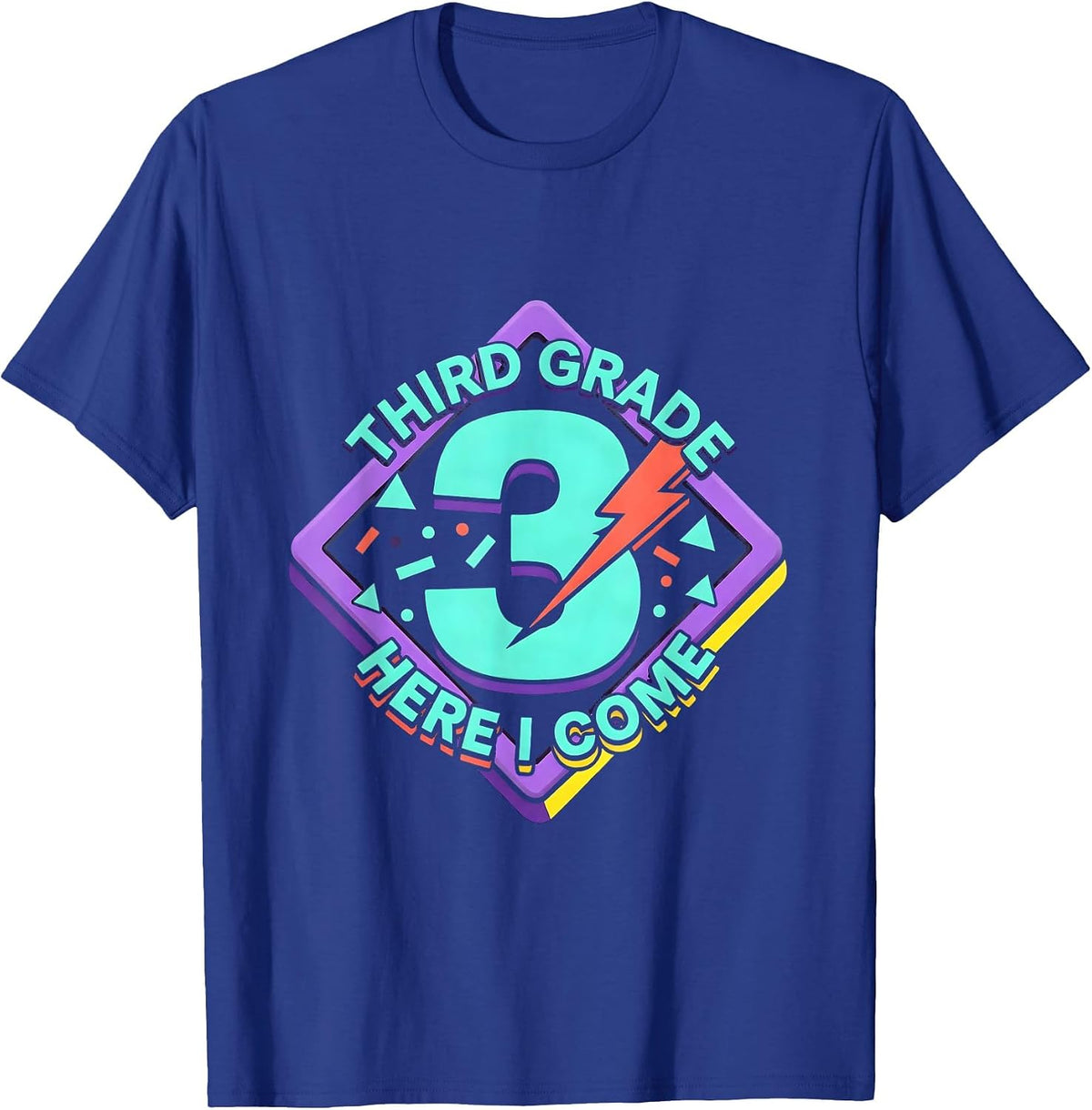 Third Grade Here I Come Retro Teacher Lightning Bolt T-Shirt - Royal Blue
