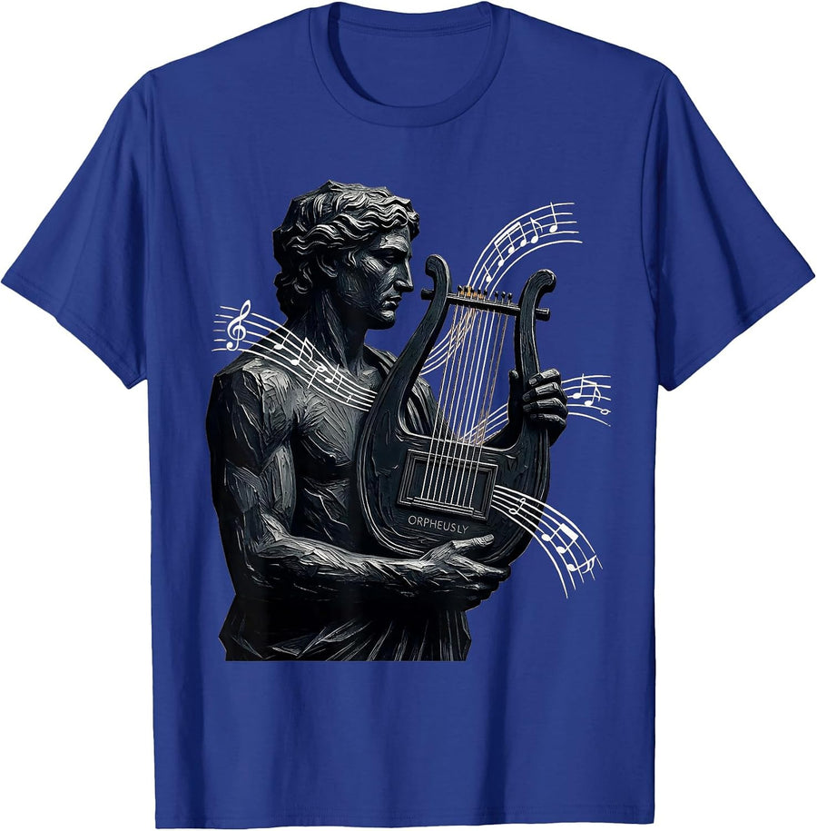 Orpheusly Linocut Greek Mythology Gods Pun Parody T-Shirt - Royal Blue