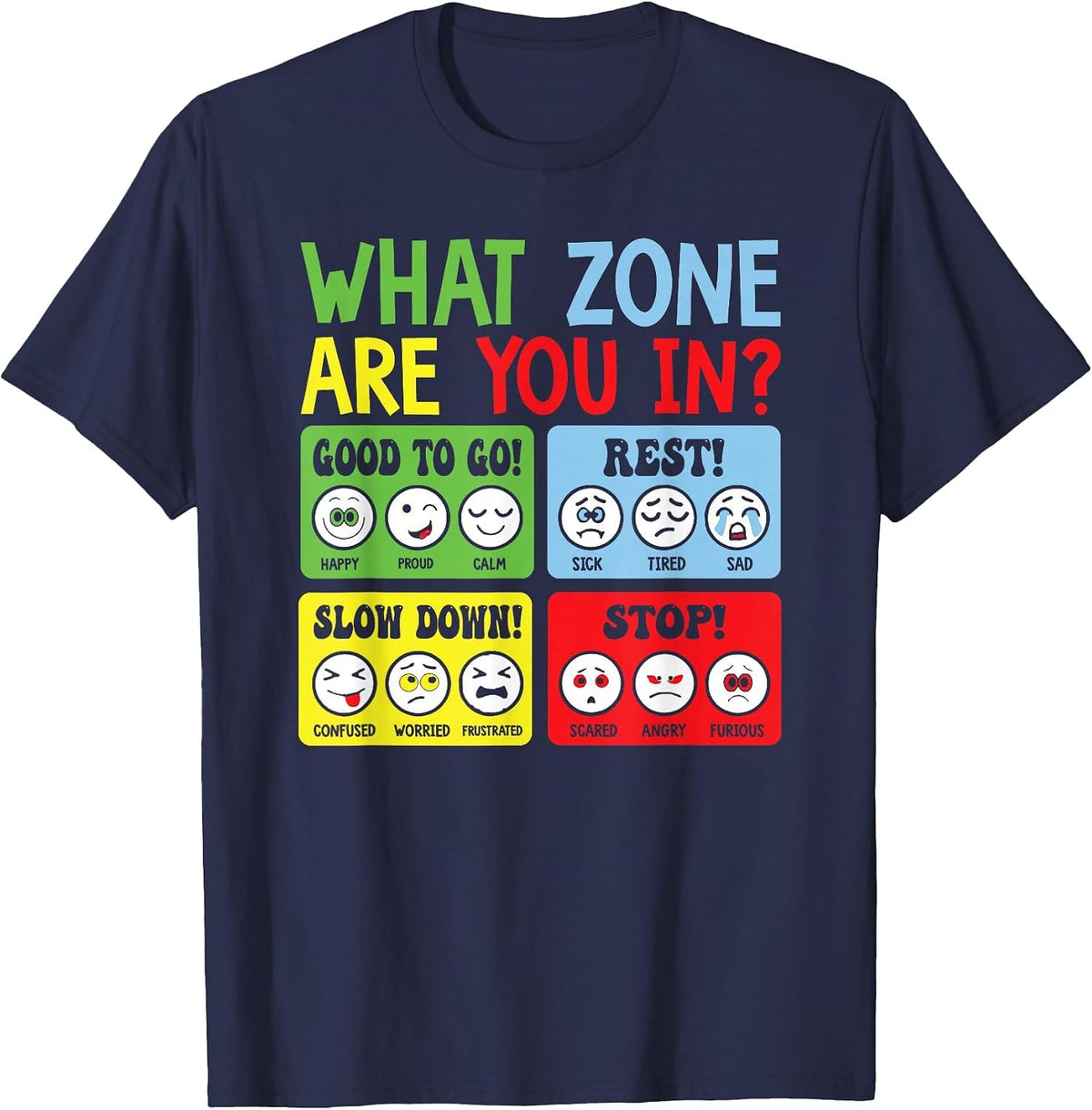 School Counselor Regulation Zone Mental Health Issues T-Shirt - Navy Blue