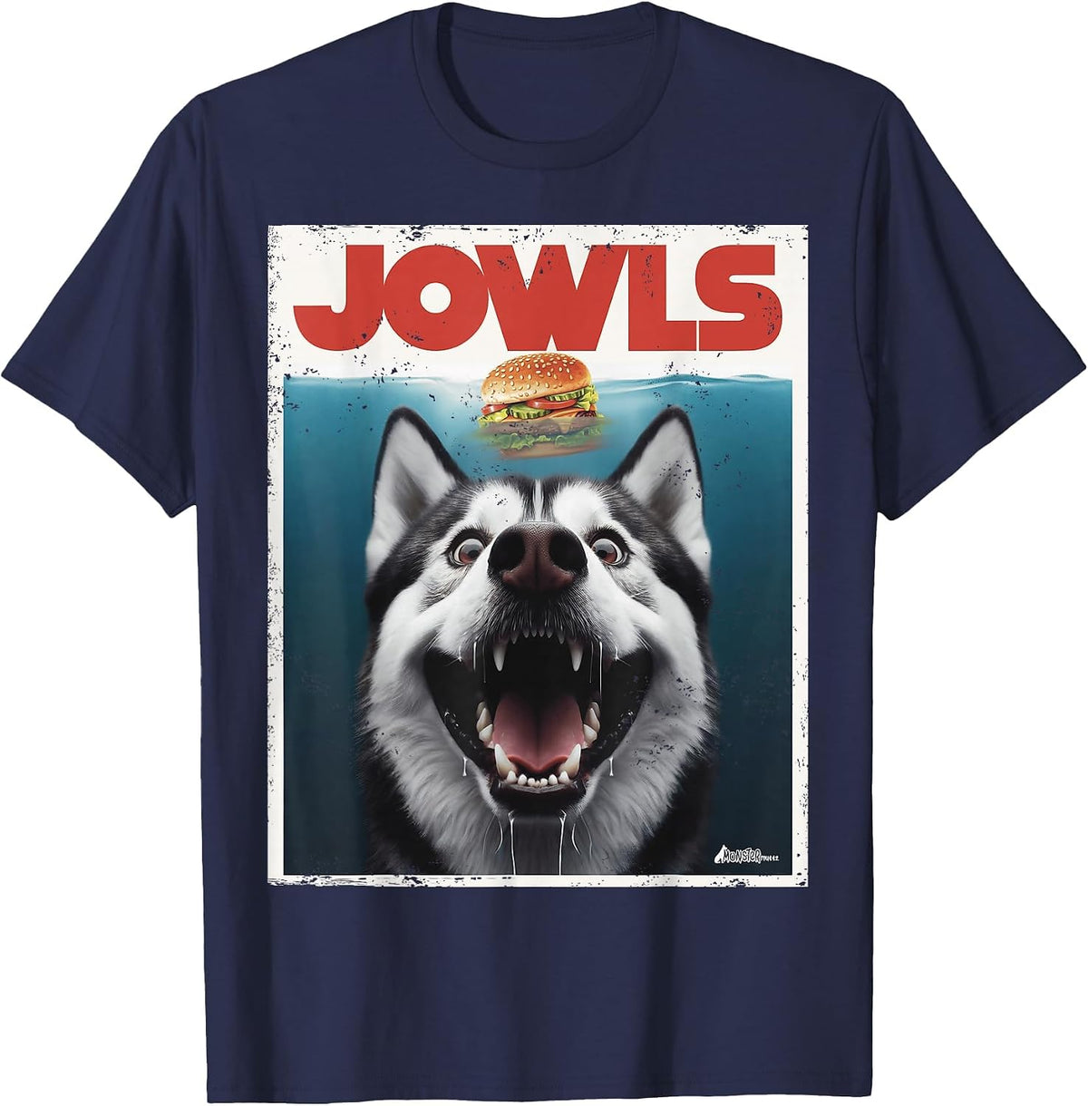 Funny Siberian Husky Jowls, Sled Dog Mom Top Alaskan Dog Dad T-Shirt - Navy Blue
