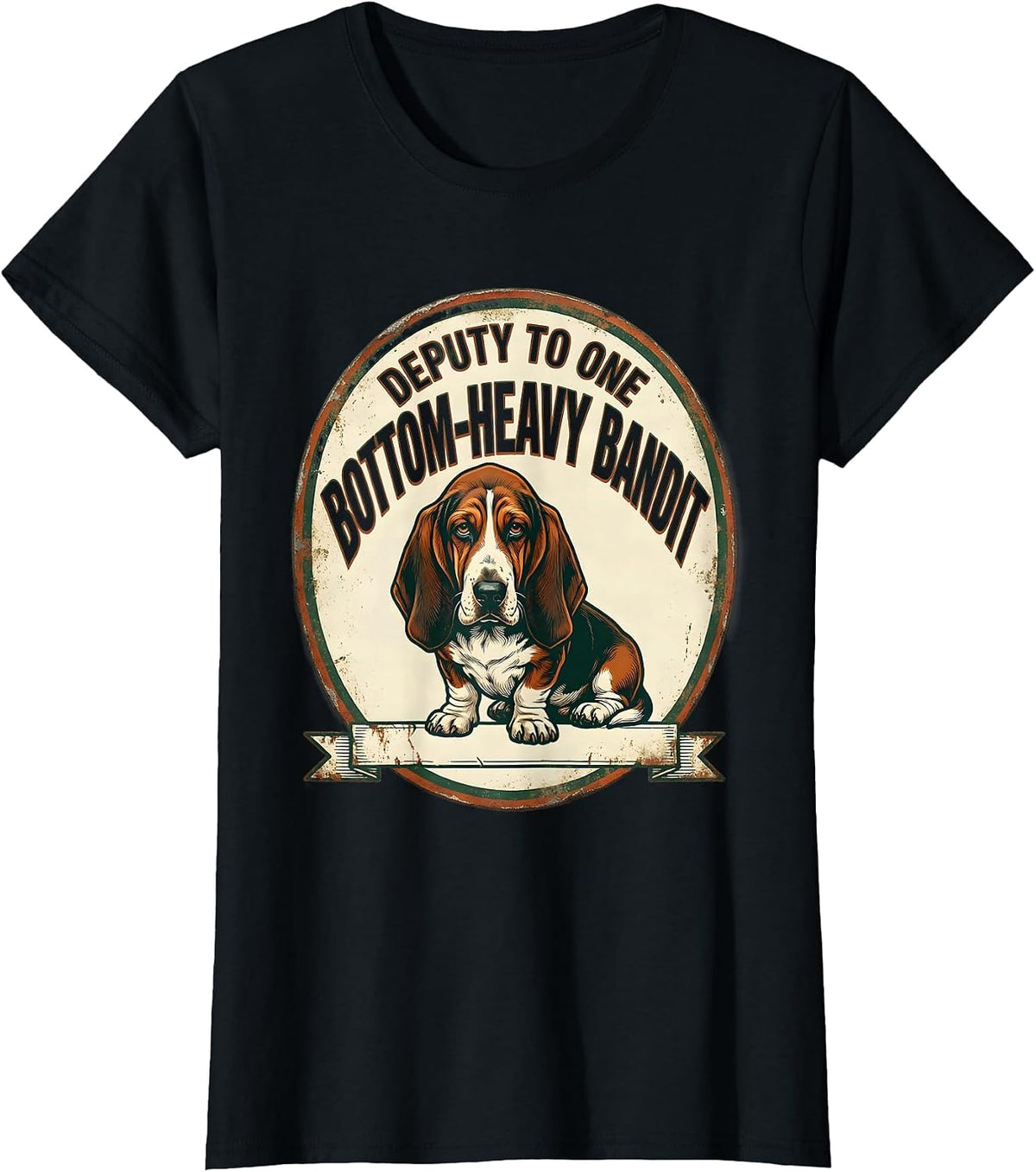 Deputy To One Bottom-Heavy Bandit Vintage Basset Hound Owner T-Shirt - Black