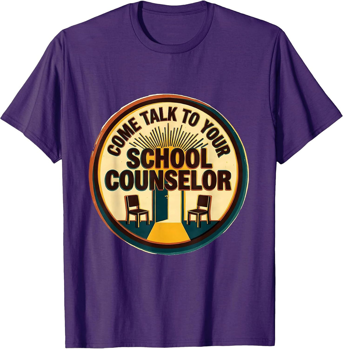 Men's Come Talk To Your School Counselor Groovy Retro Humor T-Shirt - Purple