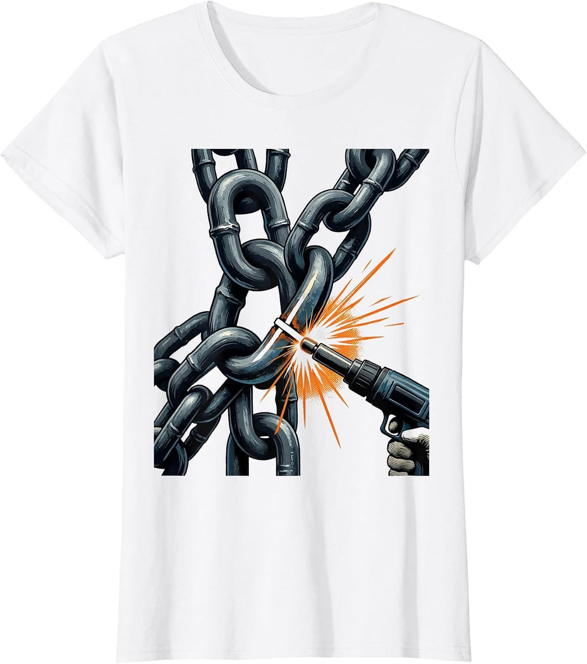 Women's Heavy Steel Chain Welding Repair Humor Metal Worker Gift T-Shirt - White