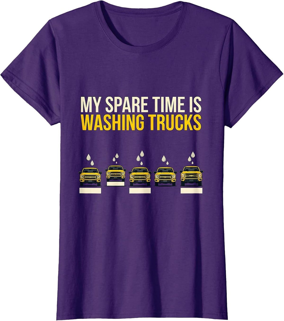 Women's My Spare Time Is Washing Trucks Funny Car Enthusiast Car Guy T-Shirt - Purple