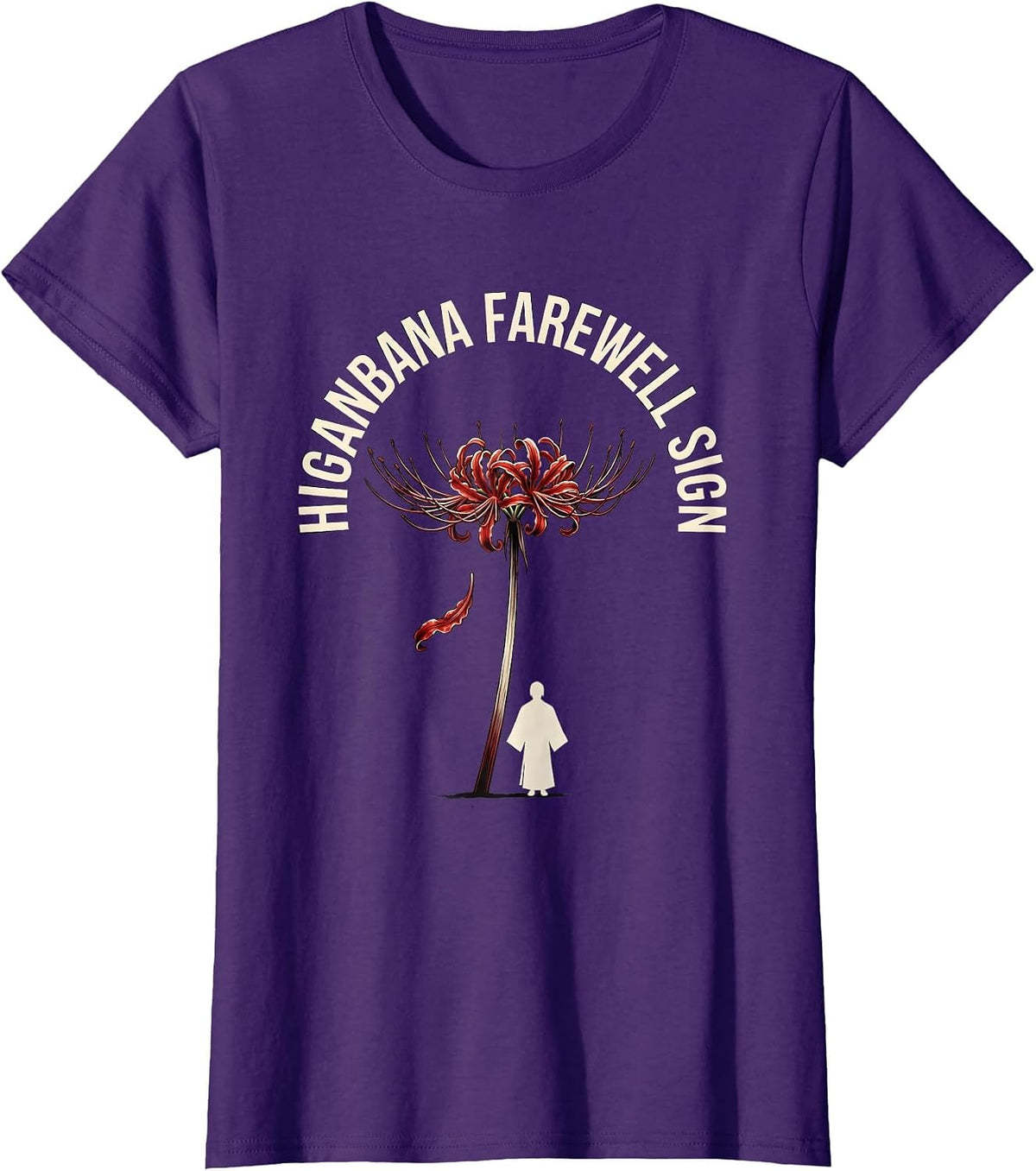 Women's Higanbana Farewell Sign Horror Anime Kawaii Goth Aesthetic T-Shirt - Purple