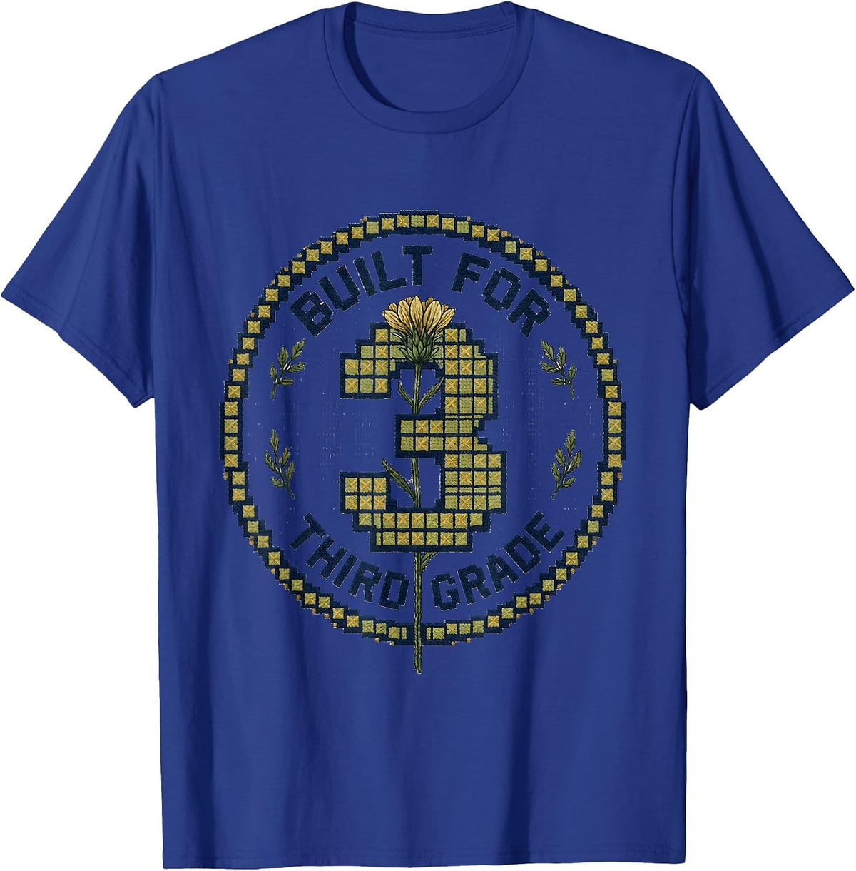 Built For Third Grade Retro Teacher Wildflower T-Shirt - Royal Blue