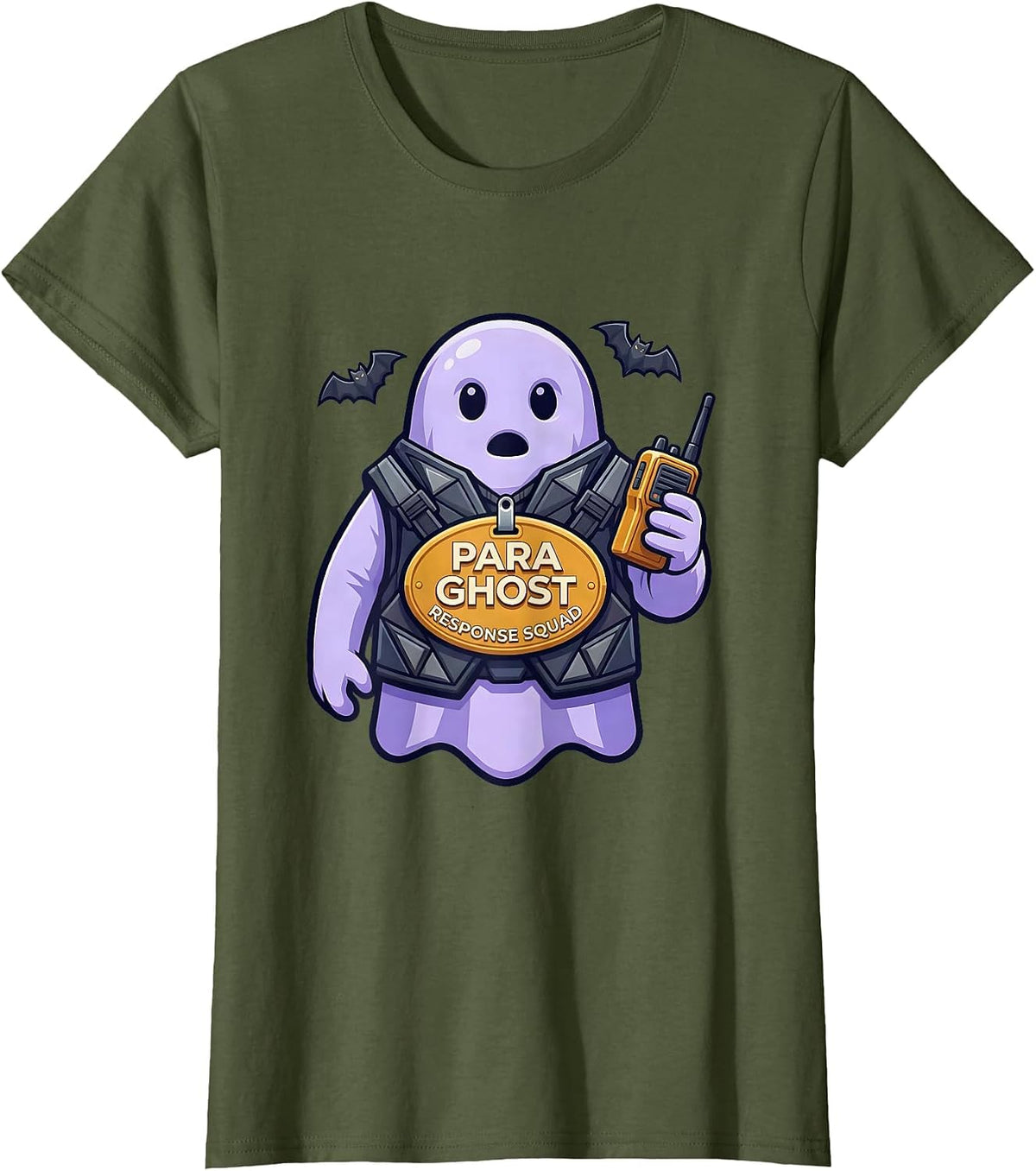 Women's Para Ghost Response Squad Funny Paraprofessional Halloween T-Shirt - Olive Green