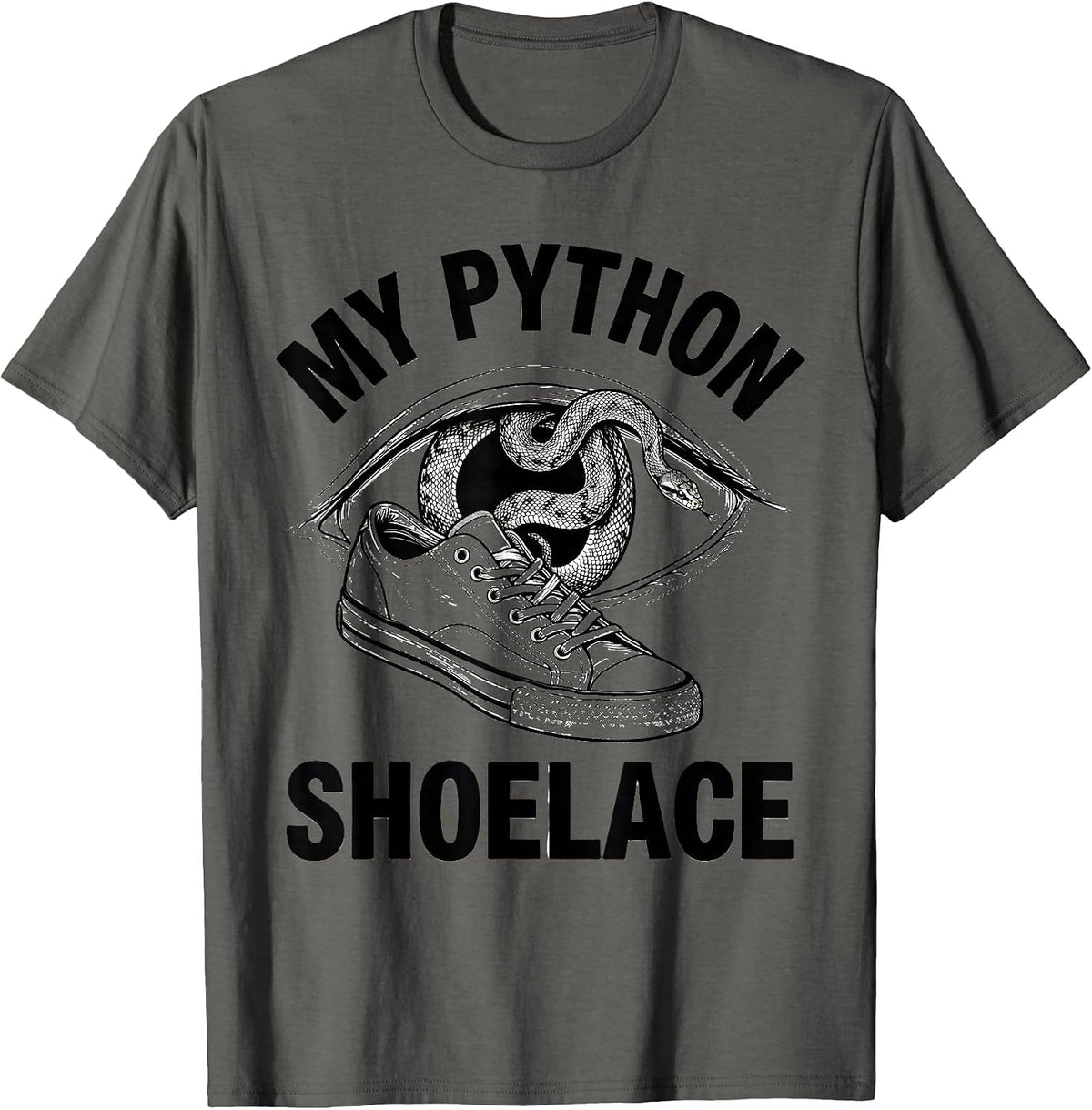 Men's My Python Shoelace Funny Ball Python Reptile Lover Gift T-Shirt - Asphalt Grey