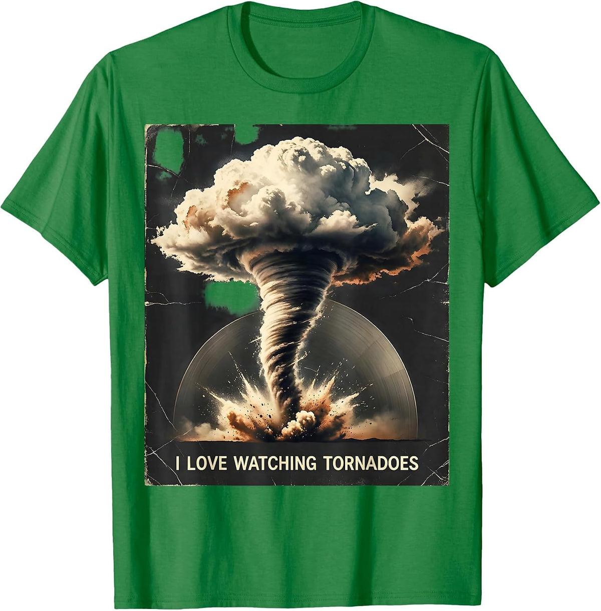 Men's I Love Watching Tornadoes Distressed Storm Chaser T-Shirt - Kelly Green
