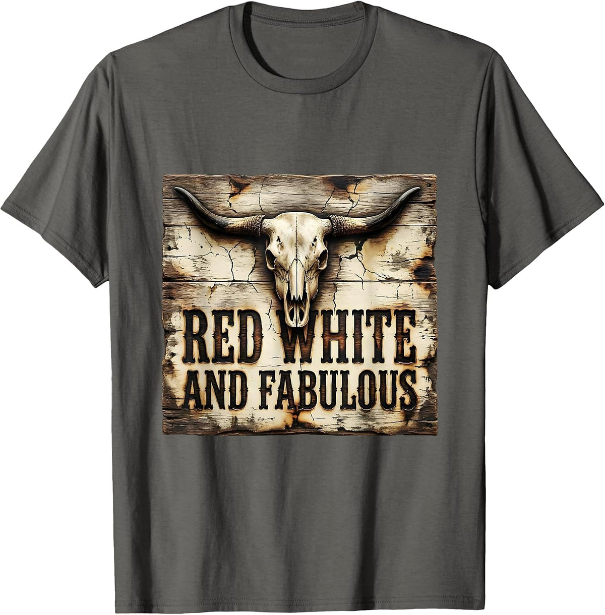 Red White and Fabulous Patriotic Design T-Shirt - Asphalt Grey