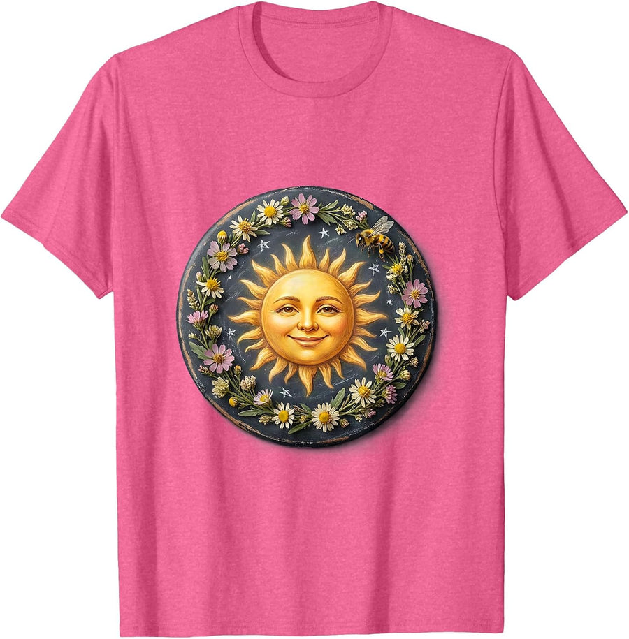 First Grade Teacher Chalkboard Sunshine Design T-Shirt - Pink Heather