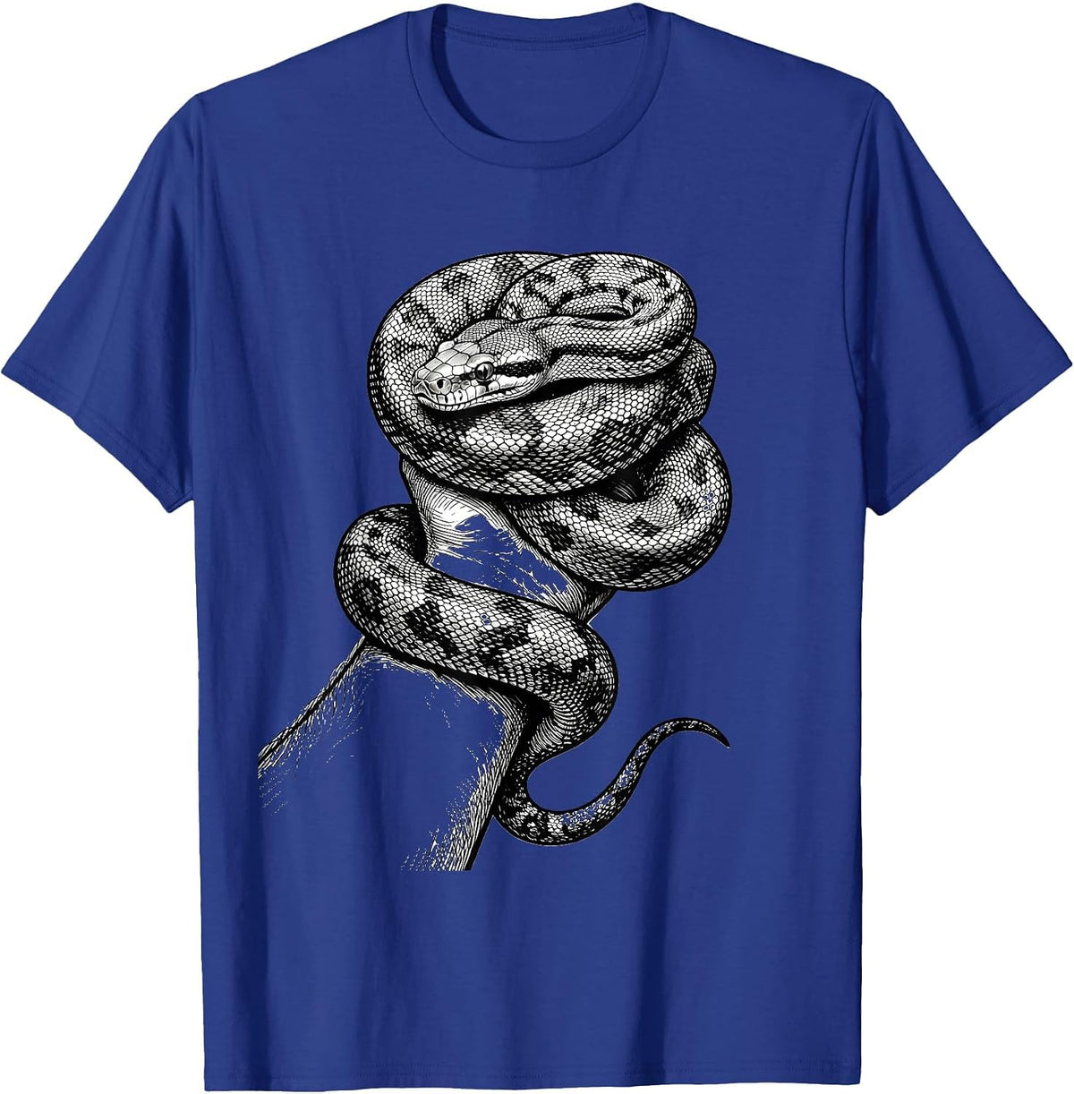 Men's Contour-Line Ball Python Snake Owner Reptile Humor T-Shirt - Royal Blue