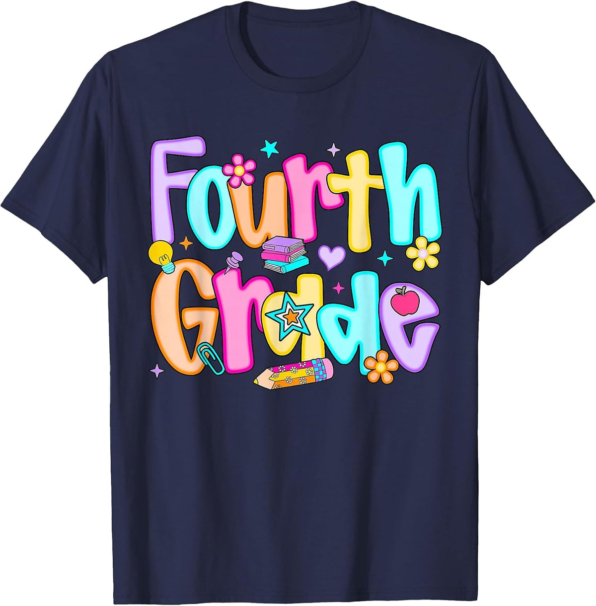 Preppy Fourth Grade Back to School 4th Grade Teachers Girls T-Shirt - Navy Blue