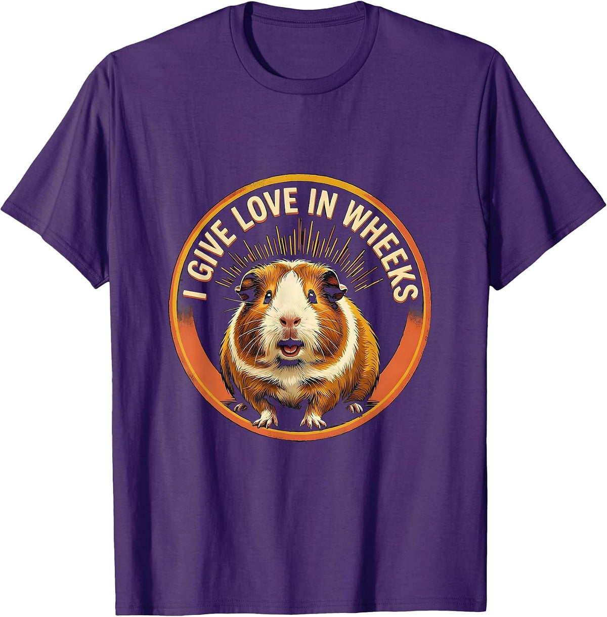 Men's I Give Love In Wheeks Cute Guinea Pig Lover Animal Humor T-Shirt - Purple
