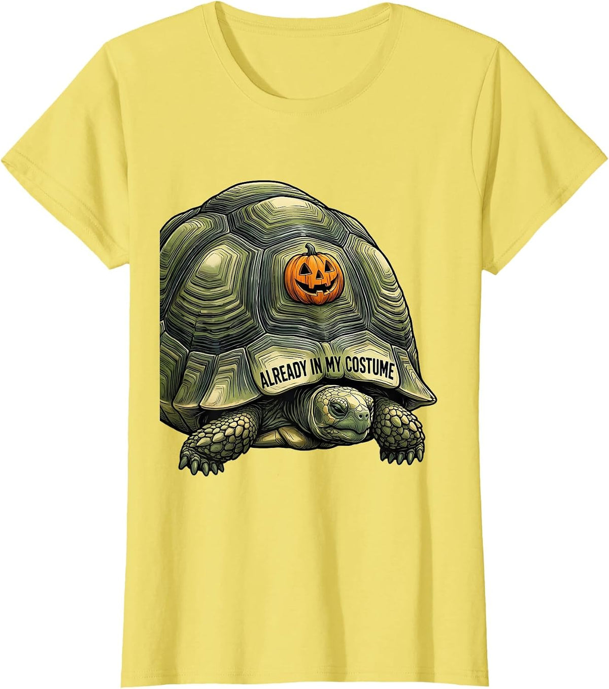 Already In My Costume Funny Tortoise Halloween Costume T-Shirt - Lemon Yellow