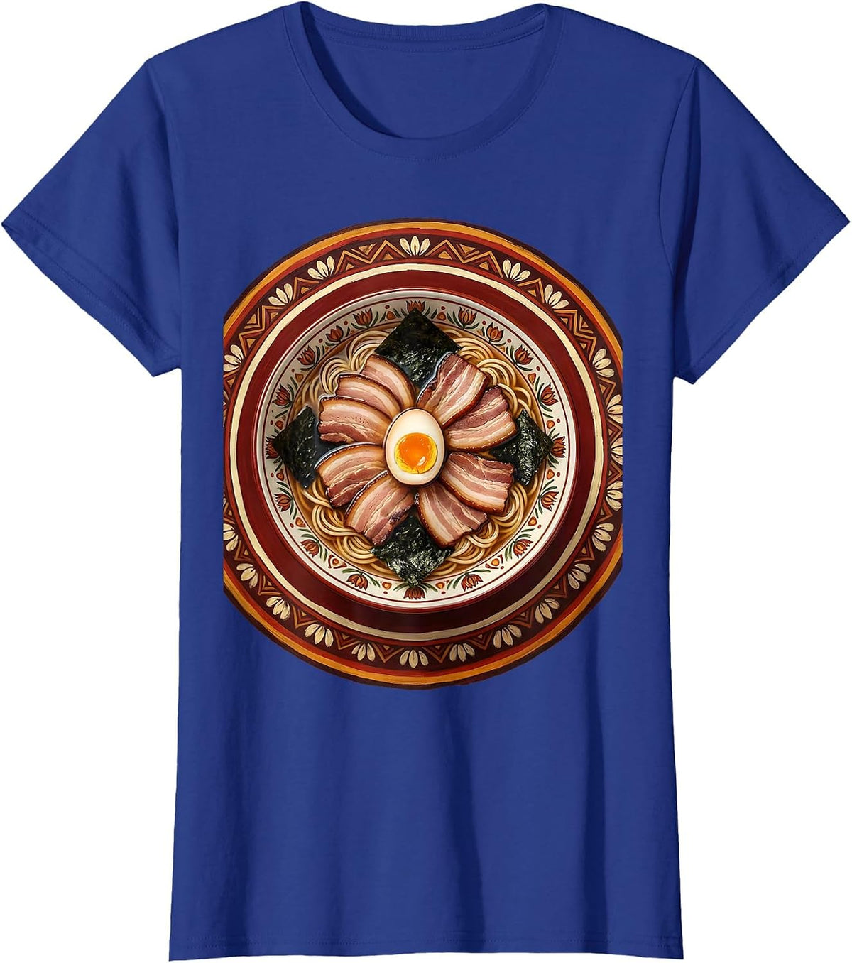 Women's Steaming Ramen Bowl Overhead View Graphic T-Shirt - Royal Blue