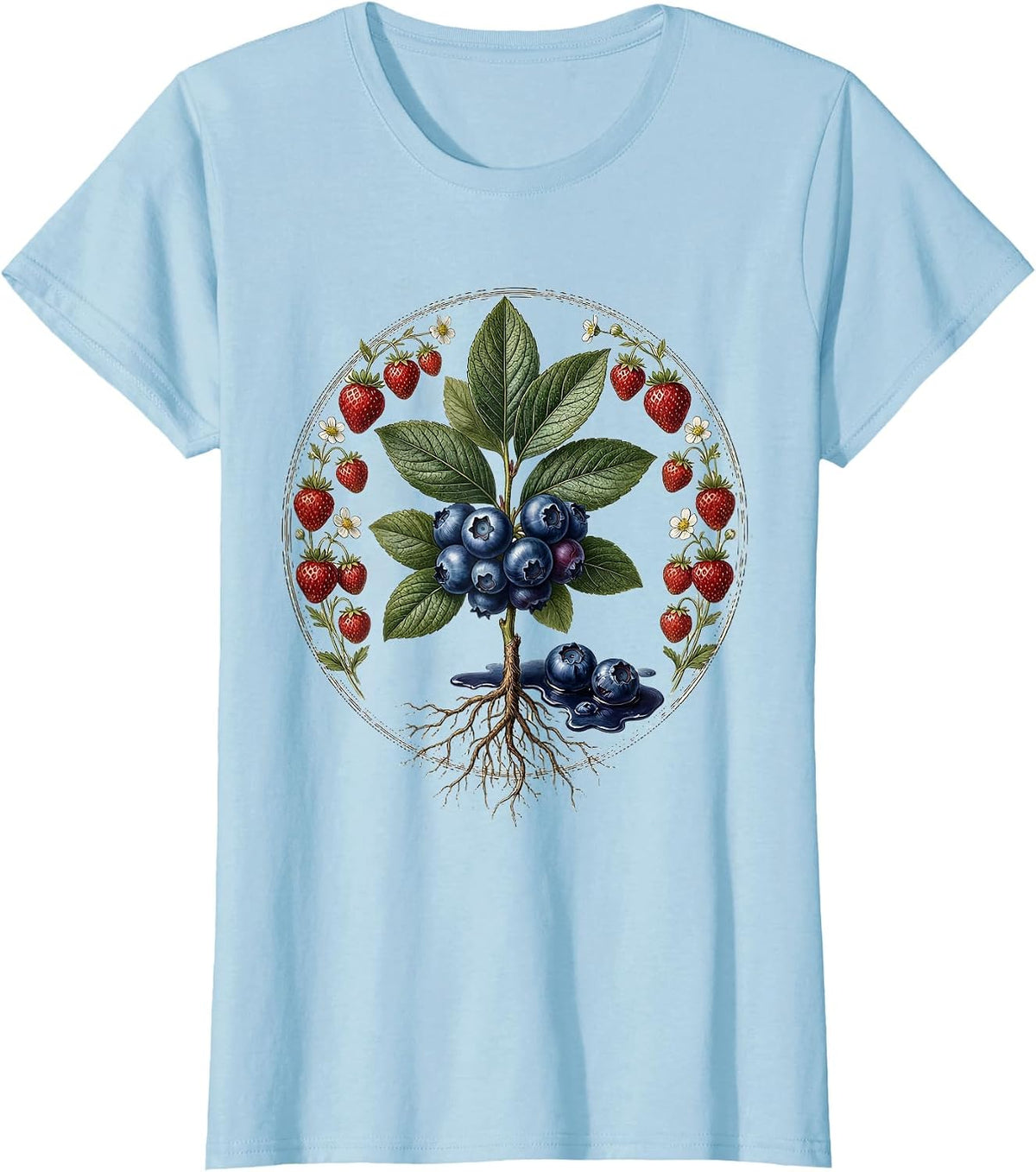 Patriotic Boxer Blueberry Stained Gloves Illustration T-Shirt - Baby Blue