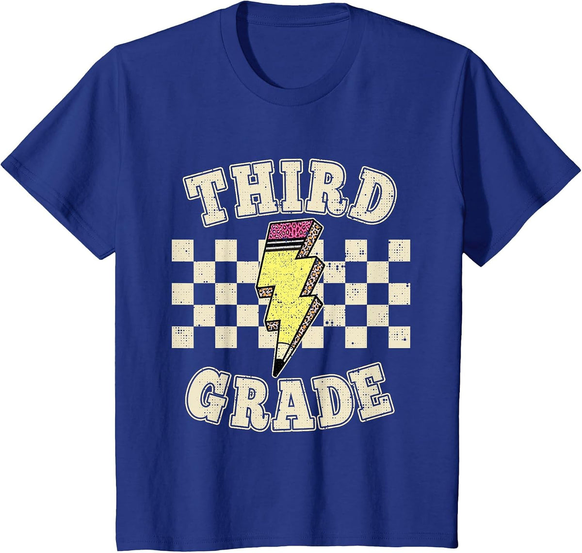 Third Grade Lighting Bolt Pencil Retro 3rd Grade Teacher T-Shirt - Royal Blue