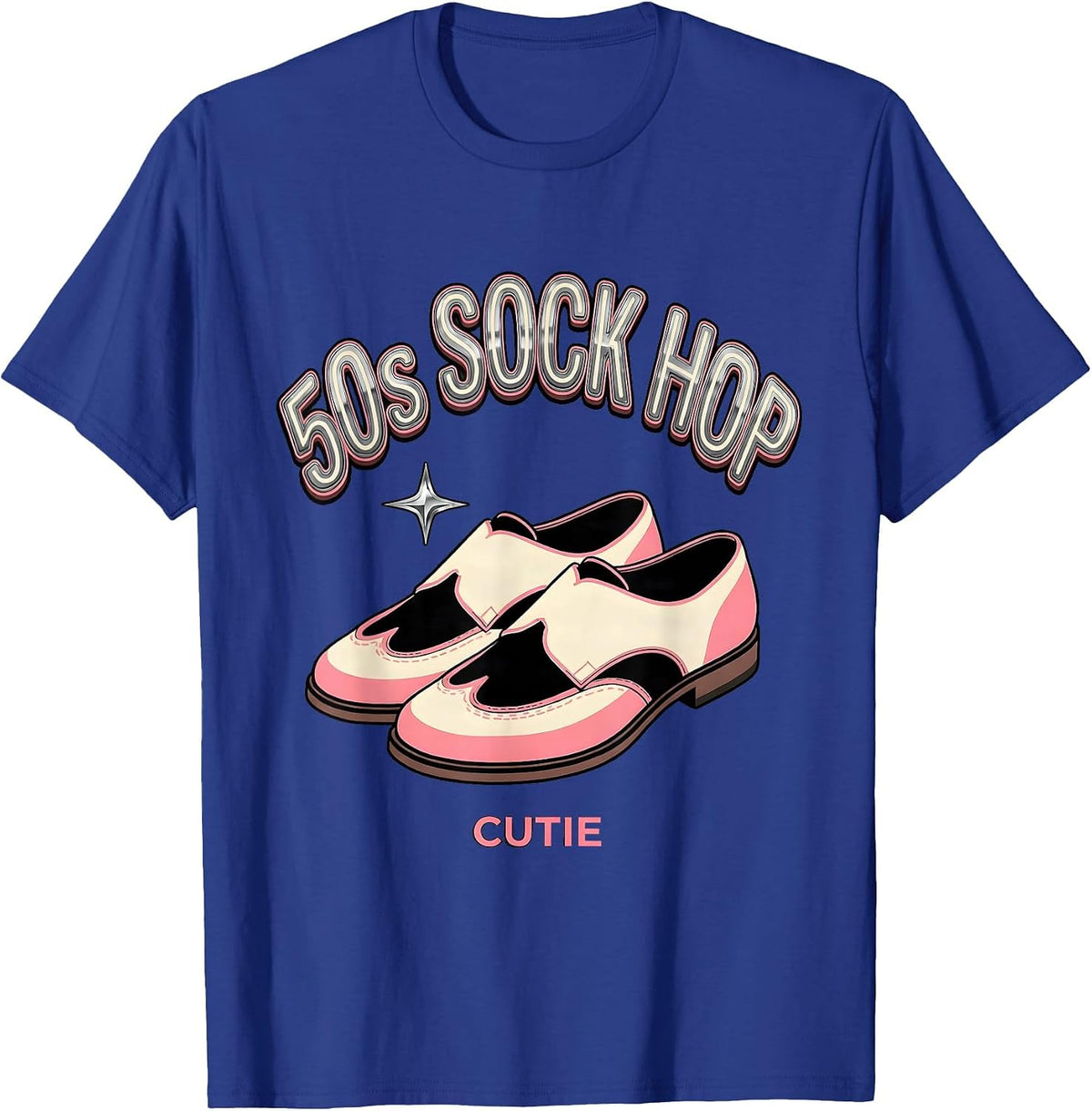 Men's 50s Sock Hop Cutie Retro Rockabilly 1950s Party Costume T-Shirt - Royal Blue