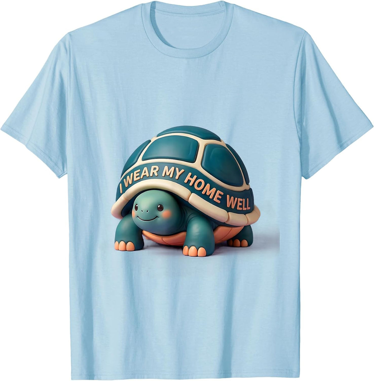 I Wear My Home Well Cute Kawaii Tortoise Pet Lover Humor T-Shirt - Baby Blue