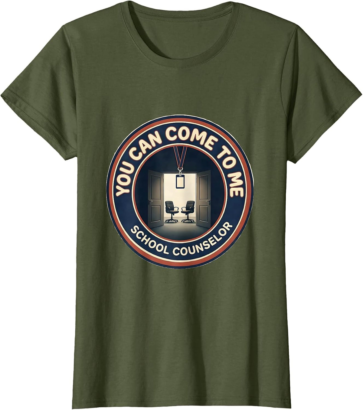 Women's You Can Come To Me Groovy Retro School Counselor T-Shirt - Olive Green