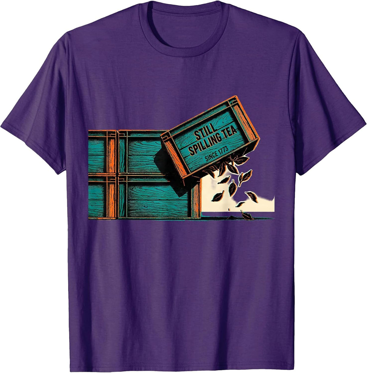 Still Spilling Tea Since 1773 Whimsical Patriotic Pun T-Shirt - Purple