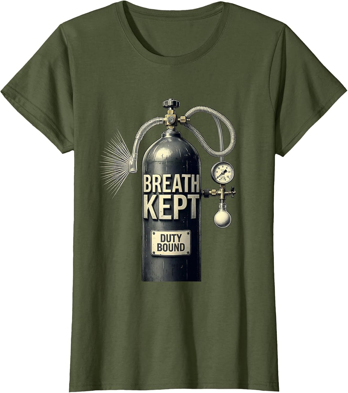 Women's Breath Kept Duty Bound Respiratory Therapist RT Care Week T-Shirt - Olive Green
