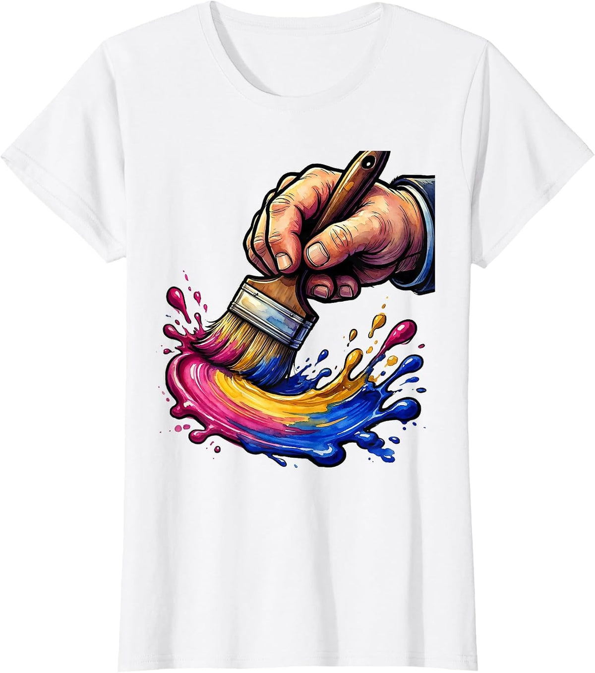 Watercolor Wash Art Teacher Painter Graphic T-Shirt - White