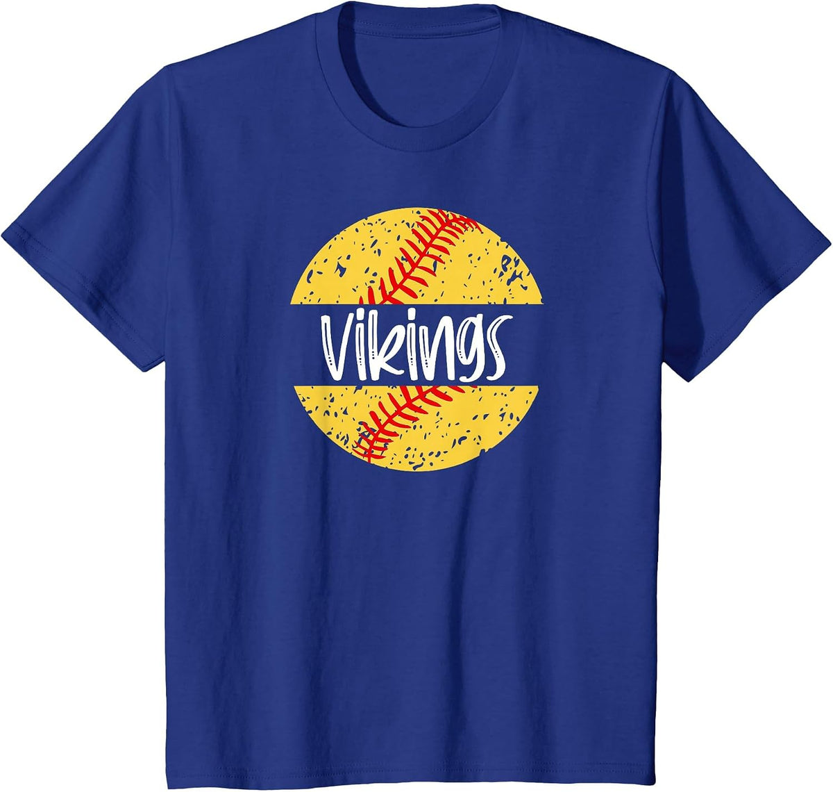Vikings Softball Team Mascot School Spirit Game Day T-Shirt - Royal Blue