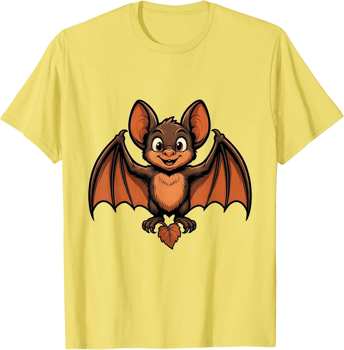 Men's Friendly Bat Mascot Wildlife Lover Halloween T-Shirt - Lemon Yellow