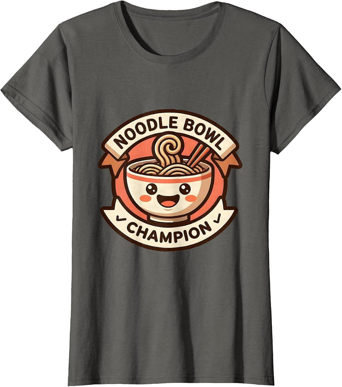 Women's Noodle Bowl Champion Cute Kawaii Ramen Lover Anime Asian T-Shirt - Asphalt Grey